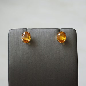 Orange Sapphire Studs / Vintage Estate 14K Gold 2.25TCW Oval Natural Orange Sapphire Studs / Orange Sapphire Stud Earrings