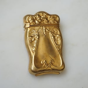 Antique Match Safe / Antique Victorian Estate C1880 Gold Vermeil Sterling Silver Floral Flower Match Case / Antique Toothpick Safe Box 2.25&quot;