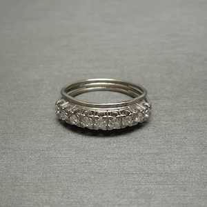 Mid Century Estate C1960 Platinum Triple Band 0.30TCW Single cut Diamond Wide Wedding Band / Platinum Diamond Band  Sz 5.75