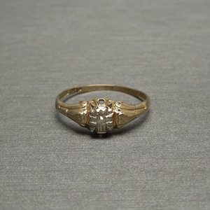 Antique Estate C1930 10K Gold 0.05ct Old Mine cut Diamond Dainty Engagement Ring / Art Deco Mine cut / Mine cut Engagement  Sz 5.5