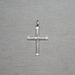 Mid Century Estate C1960 Sterling Silver Sunburst Sunrise Cross Pendant / Men's Silver Cross / Sterling Silver Cross  1.25"