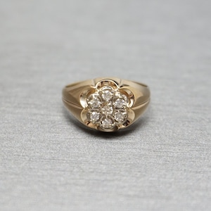 Men&#39;s Vintage Mid Century Estate C1960 10K Gold 0.33TCW Brilliant Diamond Cluster Ring / Men&#39;s Diamond Cluster Ring  Sz 8