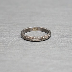 Antique Estate C1920 14K White Gold Floral Flower Victorian Motif Eternity Wedding Band / Stacking Band / Antique Eternity Band  Sz 6