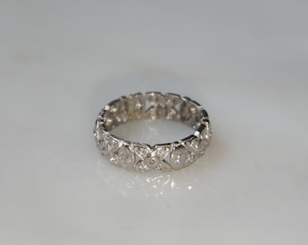 Platinum Art Deco Eternity Band / Antique Estate C1940 Platinum 0.80TCW Single cut Diamond Eternity Wedding Band / Platinum Eternity Sz 4.25