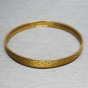 Vintage Estate C1950 Gold Vermeil Sterling Silver Bangle Bracelet / Gold Link Bangle Bracelet / Vintage Gold Bangle  7.5&quot;
