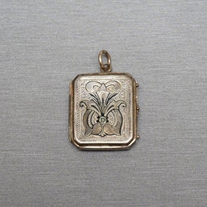 Antique Victorian Estate C1875 14K Gold Black Enamel Egyptian Revival Rectangular Photo Locket Mourning Pendant / Antique Gold Locket  1.5&quot;