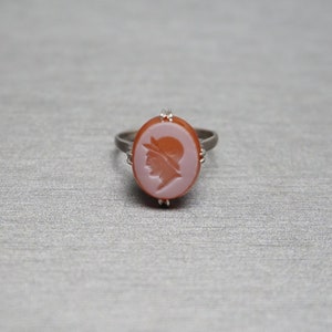 Roman Cameo Ring / Antique Estate C1910 Palladium & Sterling Silver Roman Head Agate Cameo Ring / Antique Cameo Ring   Sz 5