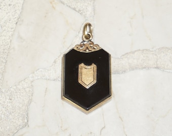 Antique Victorian Estate Circa 1900 14K Gold Onyx Photo Locket Pendant / Antique Mourning Locket / Antique Onyx Locket  1.5"