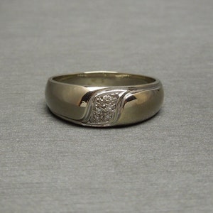 Men&#39;s Mid Century Estate C1960 14K White Gold 0.10TCW Diamond Dome Band / Men&#39;s Domed Wedding Band  Sz 11.5