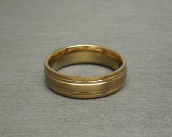 Men's Vintage Estate C1970 14K Satin & Polished Finished Gold Comfort Fit 5.7mm Wedding Band  Sz 9