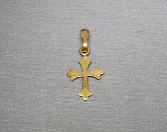 Antique 22K Gold Cross / Antique Estate Circa 1870 22Kt Gold Cross Pendant / Antique Gold Cross  1.25" x 0.50"