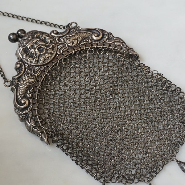 Victorian Silver Purse / Antique Victorian Estate C1875 'Horse & Carriage Era' Sterling Silver Evening Purse / Antique Silver Purse