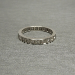 Antique Estate C1910 Platinum 1 carat Single cut Diamond Eternity Wedding Band / Art Deco Eternity Band  Sz 5.75