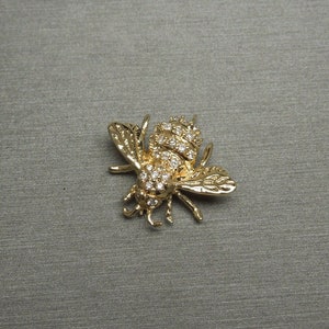Vintage Estate C1970 14K Gold 0.50TCW Brilliant Diamond Bee Pin / Gold Bee Pin / Vintage Bee Pin  0.75&quot;