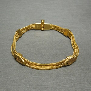 Antique Estate Circa 1920 Sterling Gold Vermeil Old World Mesh Orientalist Bracelet / Gold Mesh Bracelet / Antique Mesh Bracelet  7&quot;