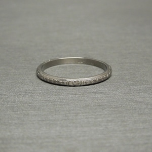 Antique Estate C1910 Platinum Hand Engraved & Milgrain Eternity Wedding Band / Platinum Eternity Band  Sz 7.25