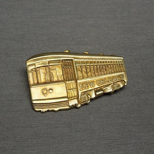 Vintage Estate Gold Vermeil ADLER New Orleans Streetcar Pin / Sterling Silver Streetcar