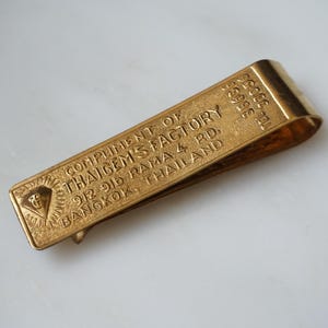 Vintage Money Clip / Vintage Estate C1950 Gold over Brass Thai Gem Dealer&#39;s Large Money Clip / Thai Gems Factory Bangkok Thailand