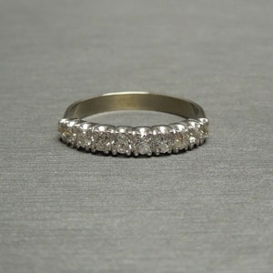 Antique Estate C1920 Platinum & 14K White Gold 1.25TCW VVS VS Ten 10 Old European cut Diamond Wedding Band Sz 9
