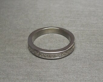 Unisex Vintage Estate 14K White Gold 0.60TCW Square Radiant cut Diamond Channel Wedding Band / Square Channel Band  Sz 5
