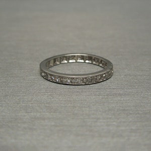 Antique Estate C1920 Platinum 0.90TCW Single cut Diamond Eternity Band / Platinum Eternity Wedding Band  Sz 4.5