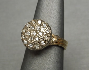 Mid Century Estate C1960 14K Gold 0.33TCW Brilliant Diamond Cluster '5 carat Illusion' Engagement Ring / Diamond Cluster Ring  Sz 5.75