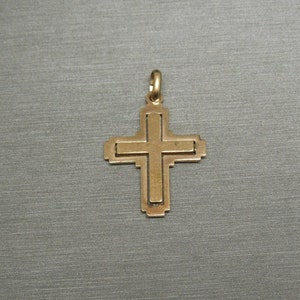 Unisex Antique Estate C1930 British 9Kt Gold Solid Gold Cross Pendant / Men&#39;s Antique Gold Cross Pendant 1.30&quot; x 0.85&quot;