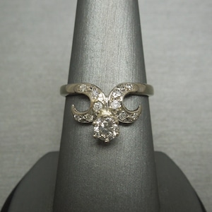 Vintage Mid Century Estate C1960 14K White Gold 0.70TCW Brilliant Diamond Solitaire Tiara Ring / Tiara Engagement Ring  Sz 8