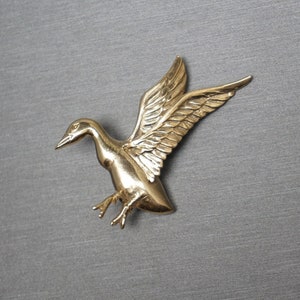 Vintage Swan Pin / Vintage Estate C1970 Gold Vermeil Sterling Silver Swan Pin / Gold Swan Pin / Gold Swan Brooch / Swan Lapel Pin  2 1/8&quot;