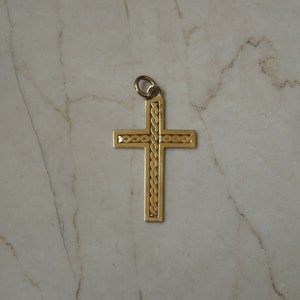 Unisex Vintage Estate C1970 14K Gold Braided Rope Celtic Style Infinity Cross Pendant / Gold Infinity Cross  1.25&quot; x 0.70&quot;