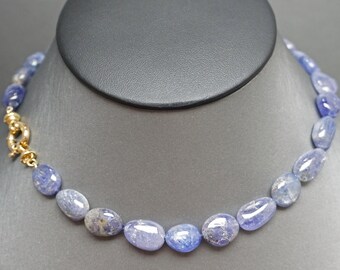 Vintage Estate 1980s Italian 14K Gold 225.00TCW Tanzanite Pebble Bead Necklace / Vintage Tanzanite Necklace / Gold Tanzanite Necklace  16"