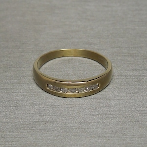 Men's Vintage Estate 14K Gold 0.25TCW Channel Diamond Domed Wedding Band Sz 11.5