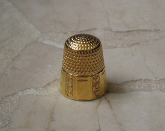Antique Gold Thimble / Victorian Estate Circa 1880 Sterling Silver Gold Vermeil Size #10 Thimble