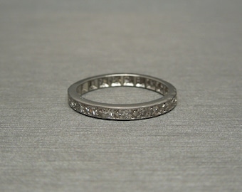 Antique Estate C1920 Platinum 0.90TCW Single cut Diamond Eternity Band / Platinum Eternity Wedding Band  Sz 4.5