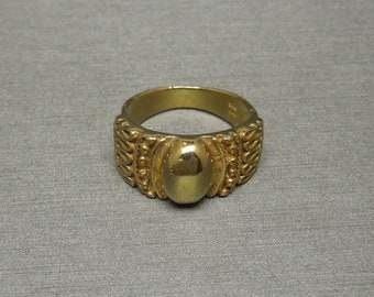 Vintage Estate 925 Gold Vermeil Ancient Roman Oval Sphere / Gold Ball Dome Ring / Band Sz 6.5