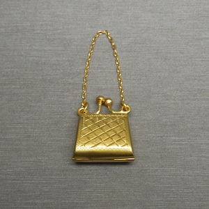 Estate Hand Engraved Gold Vermeil Sterling Silver Pocketbook Purse Charm / Sterling Silver Purse / Gold Purse   2&quot;