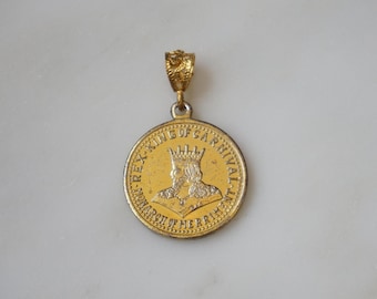 Vintage 1960 Rex Doubloon Medal / Unisex Mid Century Estate C1960 Original REX Mardi Gras Doubloon by Alvin Sharpe Medal Pendant  1.5"