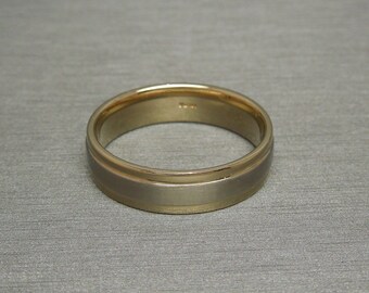 Men's Vintage Estate 14K Two Tone Gold Triple Row Comfort Fit 5.2mm Wedding Band Sz 12