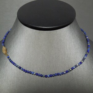 Vintage Estate Lapis Lazuli Bead Necklace with Gold Filled Filigree Clasp / Lapis Choker / Lapis Lazuli  15.5&quot;