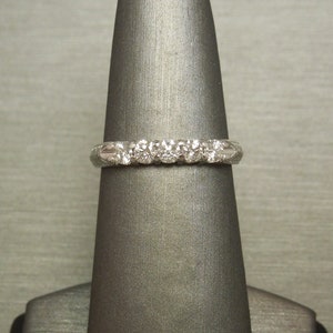 Vintage Estate Art Deco 14K White Gold 0.50TCW F VVS VS Brilliant Five Diamond Wedding Band Sz 7