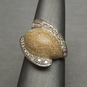 Vintage Mid Century Estate C1960 14K Gold Florentine 0.40TCW Diamond Galactic Style Dome Ring Sz 7.5