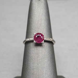 Antique Estate C1930 Platinum 1.08 carat Round Ruby Solitaire & Channel Diamond 1.20TCW Engagement Ring / Platinum Ruby Ring  Sz 7