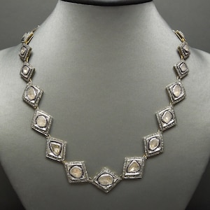Orientalist Gold Vermeil 22.00TCW Rose cut Diamond Snake Pattern Necklace 17.75&quot;