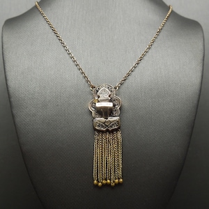 Victorian Estate C1880 10K Gold & Enameled Tassel Pendant Necklace 16&quot;
