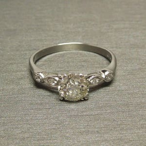 Antique Estate C1930 Platinum 1.44TCW G VS Old Round European cut Diamond Solitaire Engagement Ring Sz 8