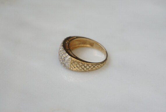 Diamond Dome Ring / Vintage Estate Engraved 14K G… - image 4