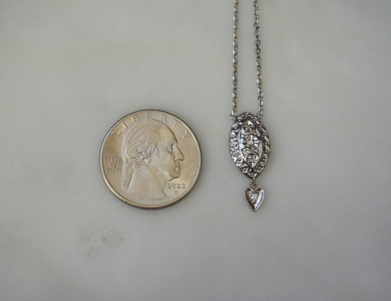 Diamond Shield Necklace / Vintage Mid Century Est… - image 6