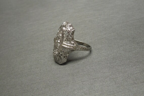 European Diamond Dinner Ring / Antique Estate C19… - image 9