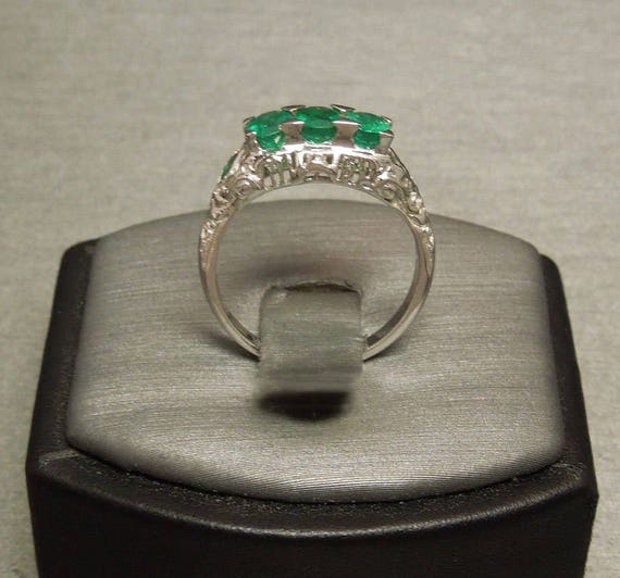 Antique Estate C1910 18K White Gold Filigree 1.96… - image 4