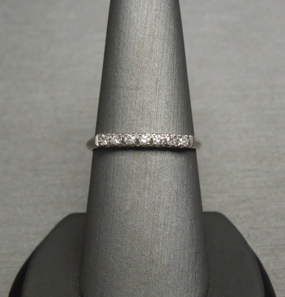 Mid Century Estate C1960 Platinum 0.25TCW Single cut Diamond Wedding Band / Platinum Diamond Band  Sz 8.5